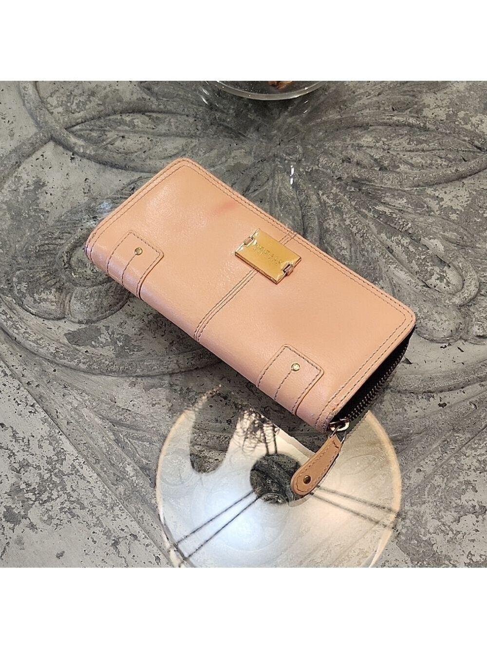 Modalu London Pink/ Cream Zip around Large Wallet